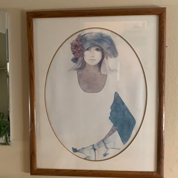 Vintage Art Christine Rosamond Denim and Silk - Picture 1 of 5